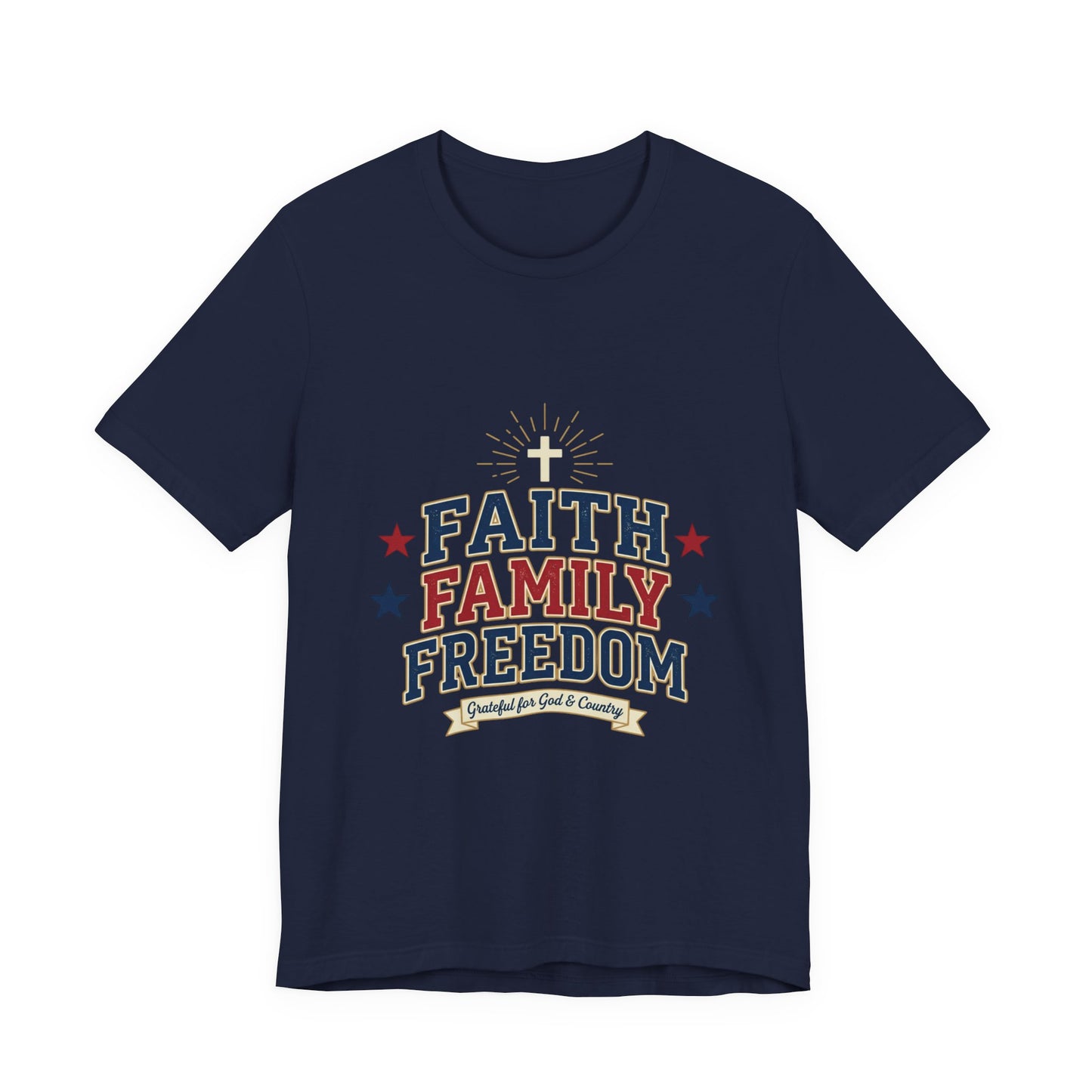 Faith Family Freedom Tee | Patriotic, Faith-Based July 4th, Vintage Americana