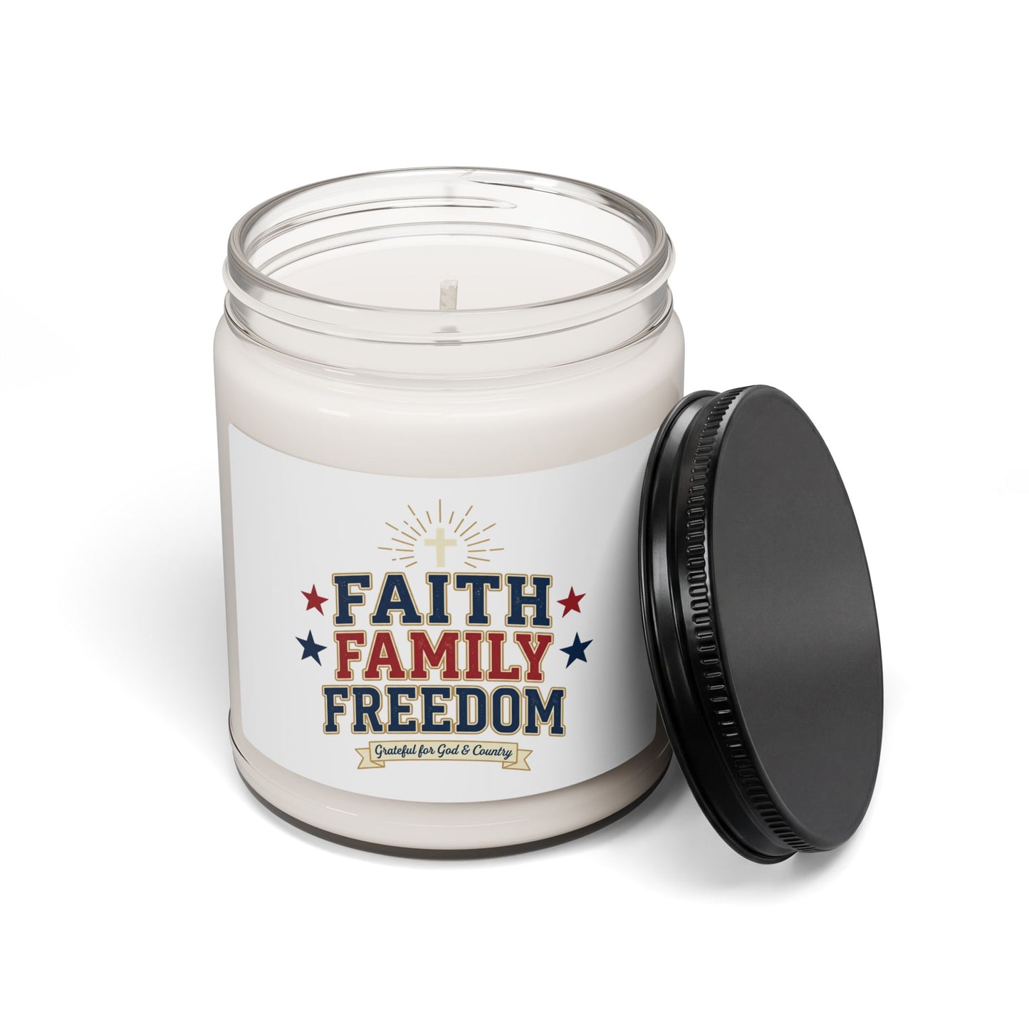 Faith Family Freedom Candle | Patriotic Soy Candle, 4th of July, Vintage Americana