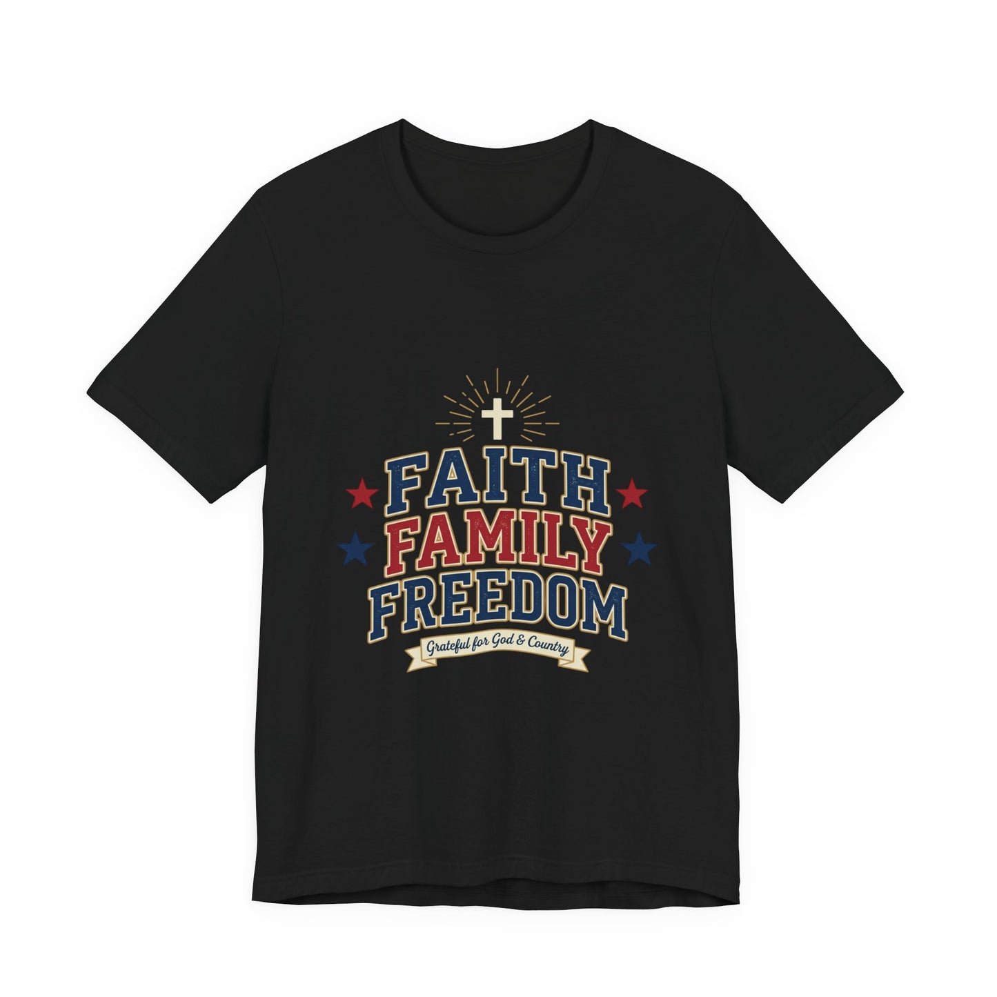 Faith Family Freedom Tee | Patriotic, Faith-Based July 4th, Vintage Americana