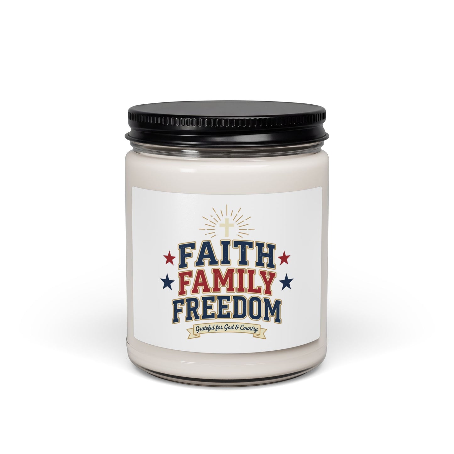 Faith Family Freedom Candle | Patriotic Soy Candle, 4th of July, Vintage Americana