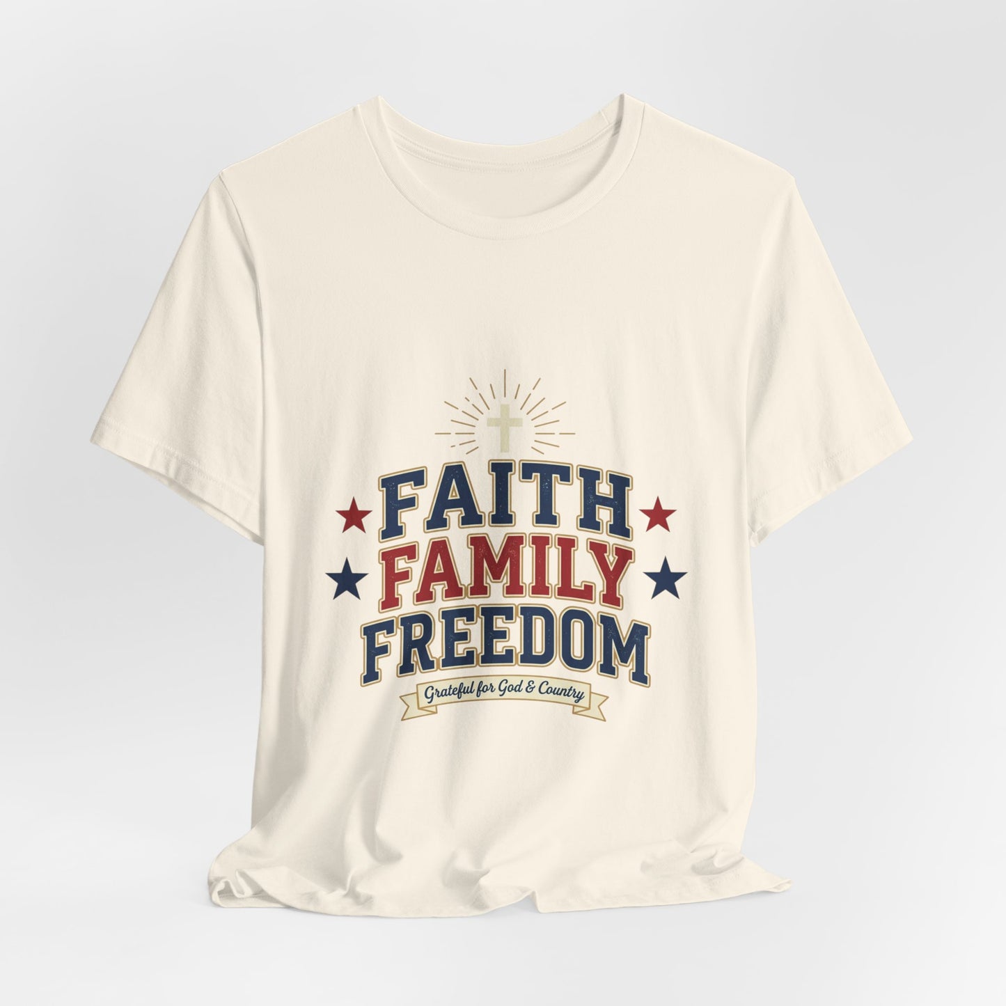 Faith Family Freedom Tee | Patriotic, Faith-Based July 4th, Vintage Americana