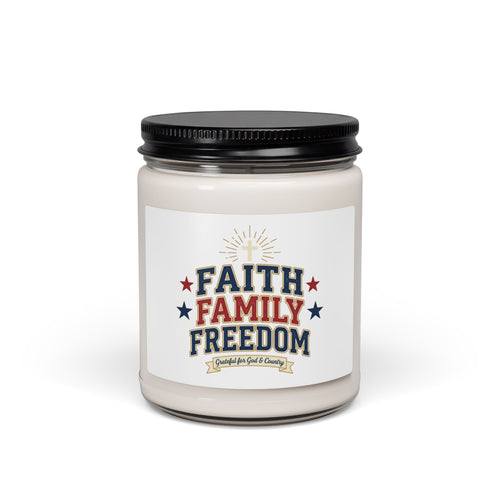 Faith Family Freedom Candle | Patriotic Soy Candle, 4th of July, Vintage Americana