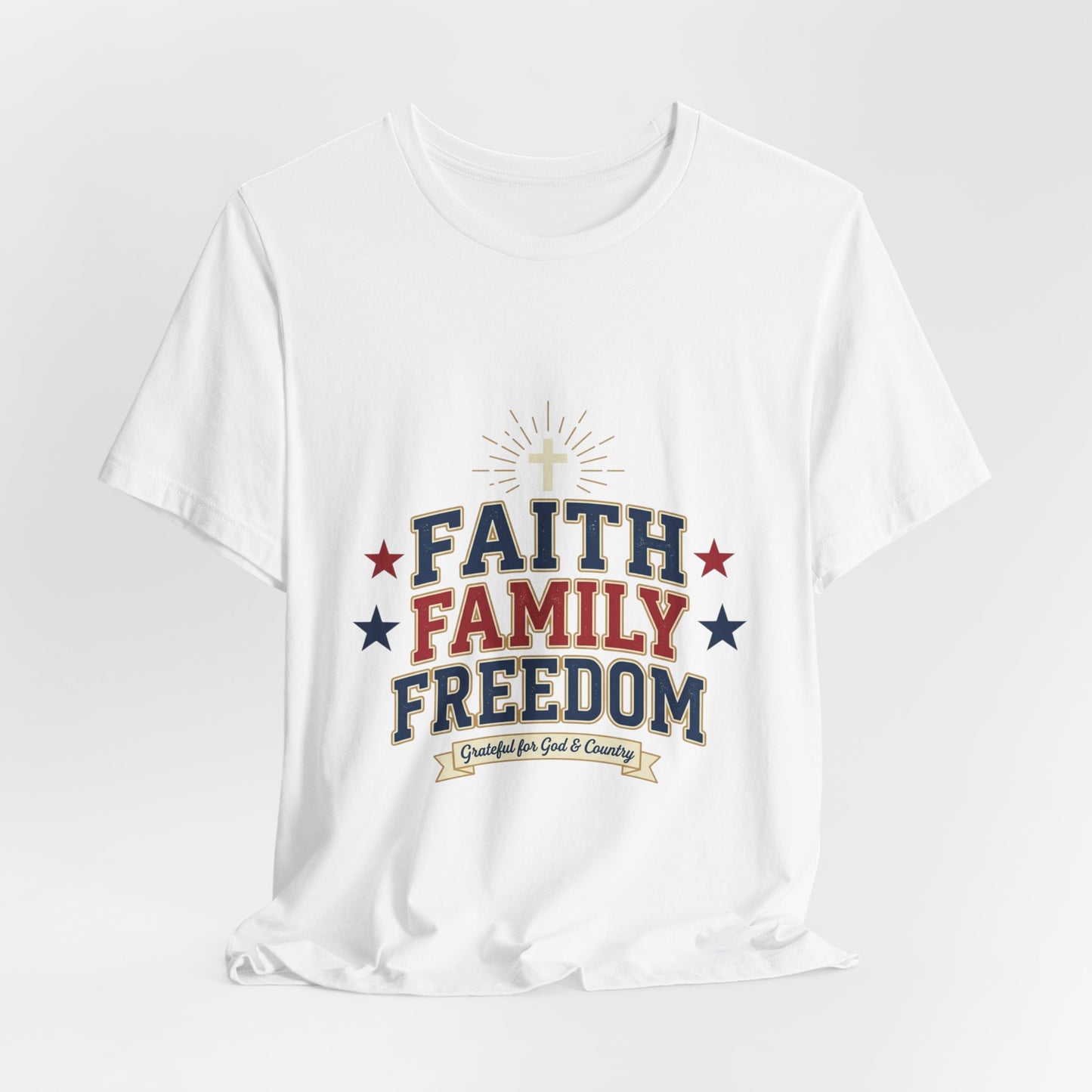 Faith Family Freedom Tee | Patriotic, Faith-Based July 4th, Vintage Americana
