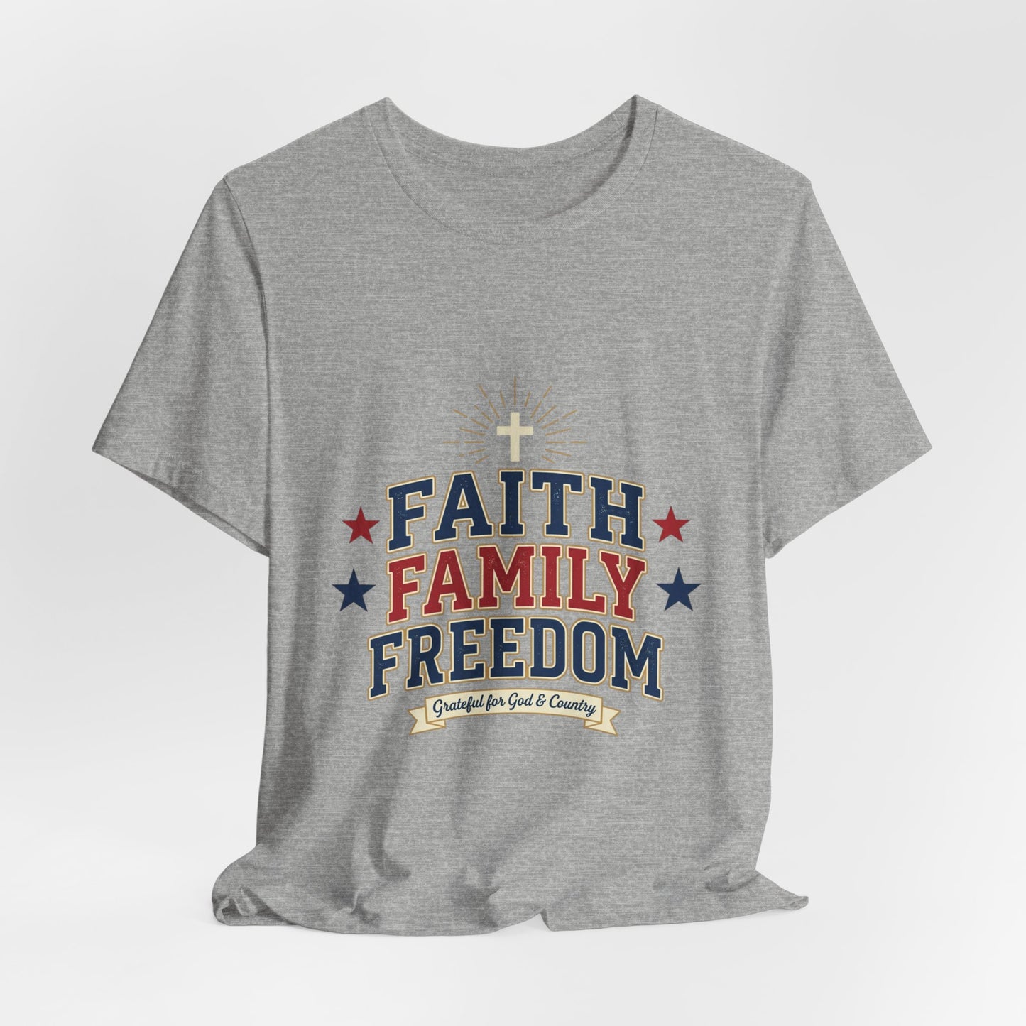 Faith Family Freedom Tee | Patriotic, Faith-Based July 4th, Vintage Americana