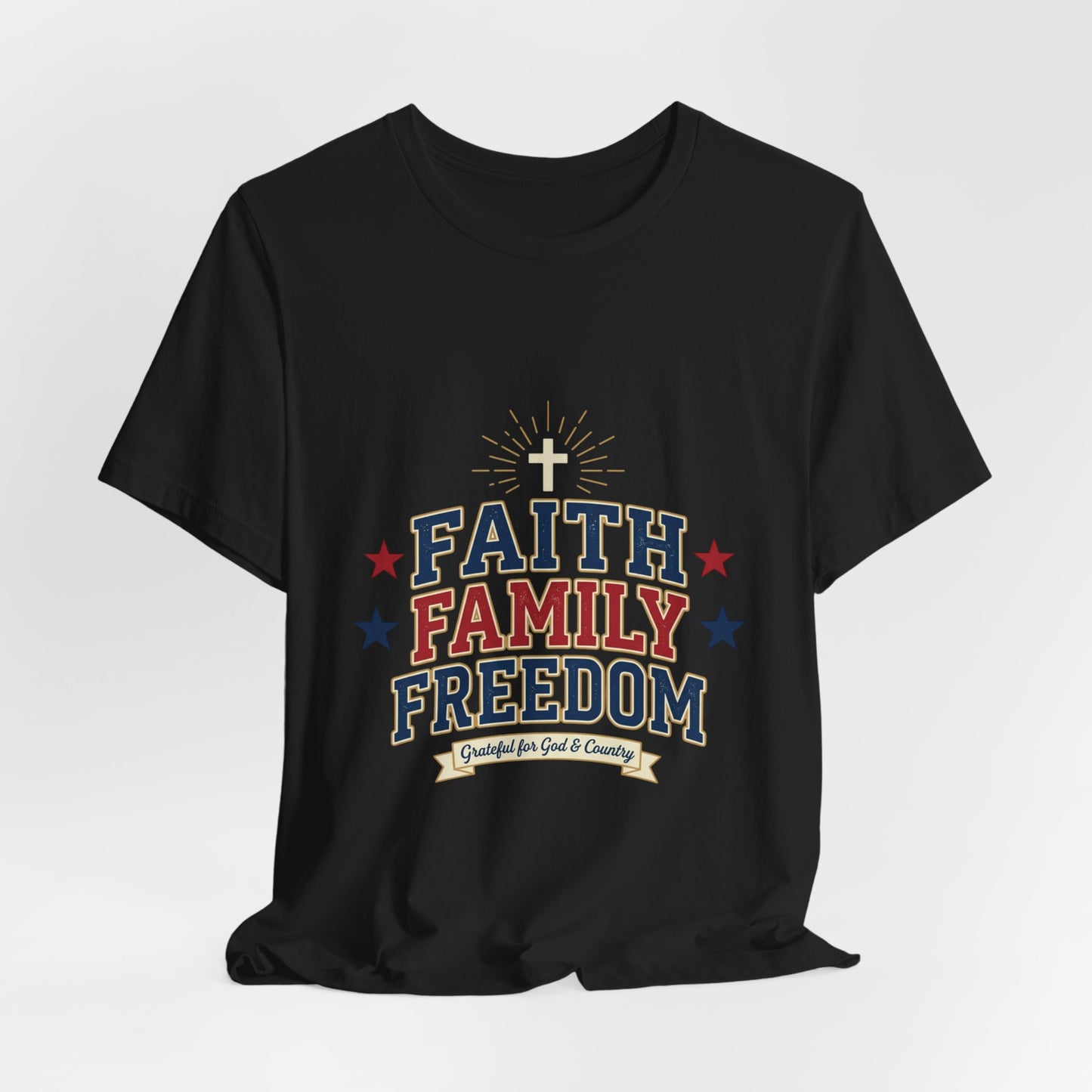 Faith Family Freedom Tee | Patriotic, Faith-Based July 4th, Vintage Americana